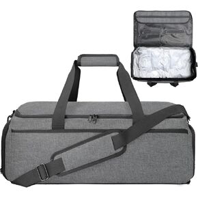 SUOCO Convertible Garment Duffle Bag for Travel, Suit Bags with Vacuum Compression Bag, 2 in 1 Hanging Duffel Dress Carry On Suitcase for Men Women, Black