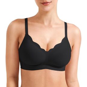 YEOREO Womens Wireless Bras Push Up Full Coverage Bra No Underwire Seamless Comfortable Scalloped Supportive Bralette