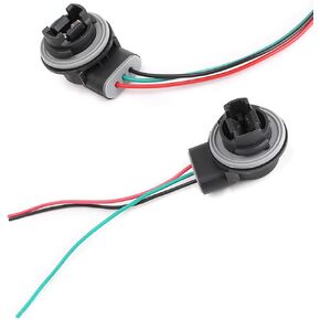 2 PCS Car 3157B Brake Light Adapter Harness Socket, 2.17" x 2.17" Turn Signal Light Daytime Running Light Socket with 5.71" Wiring Harness, Auxiliary Lighting Accessories (Multicolored)
