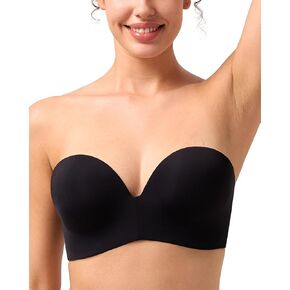 songful by HSIA Strapless Bras for Women Push Up Wireless Non-Slip Seamless Plunge Bandeau Bras with Multi-Way Straps