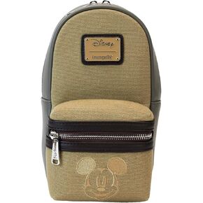 Loungefly Disney Mickey and Friends Faux Leather and Canvas Water Bottle Crossbody Bag