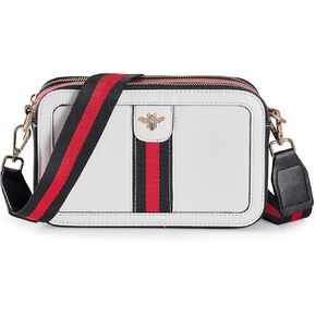Fancy Forest Trendy Designer Bee Crossbody Bag for Women - PU Leather Camera Shoulder Handbag with Wide Strap