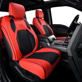 Coverado Full Set F150 Seat Covers, Waterproof Faux Leather Full Coverage Protector for 2015-2025 Ford F150 & 2017-2025 F250 F350 F450 Crew Cab, Black Truck Interior Car Seat Cushion Covers