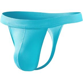 Arjen Kroos Mens Mesh Thong Underwear Low Waist G-String Panties Sexy Pouch Underpants,Light Blue,Large
