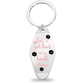 Cenwa Bookish Book Lover Motel Keychain دعونا نضيع في متجر هدايا مضحكة لملحقات سيارتها