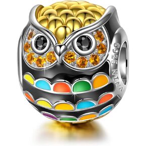 NINAQUEEN Wisdom Owl Charms Fits Charms Bracelets Sterling Silver Bead Birthday Valentines Mothers Day Christmas Gifts for Her Wife Girlfriend Daughter Teen Girls Mom Graduation Animal