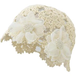 Handmade Crochet Beanie Sun Summer Hat Skull Cap for Women Lace Beach Hat Lightweight