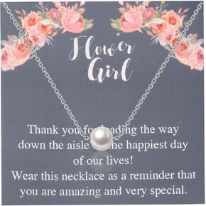 LQRI Flower Girl Gift Wedding Pearl Flower Necklace Bridesmaids Gift Wedding Party Necklace Proposal Gift