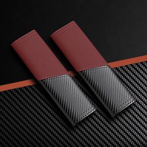2-Piece car Shoulder Cover Safety Belt Cover Leather Fitted with Carbon Fiber Comfortable Thickened wear-Resistant Durable Suitable for All Cars (Brown)