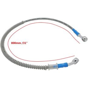 S SYUU 800mm 80cm M10 Reinforced Hydraulic Brake Oil Hose Line Banjo Fitting Stainless Steel End Braided Cable Compatible with for Motorcycle Pit Dirt Bike Enduro Motocross Street Bikes Sport Bikes