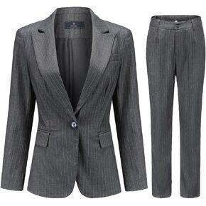 Yynuda Women’s Business 2 قطعة مكاتب Lady Pinstripe بدل النزلة سوء السترة والسراويل