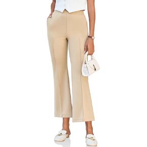 Cicy Bell Womens Flare Capri Pants Elastic High Waisted Cropped Dress Pants Trousers Stretchy Work Slacks