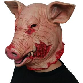 Gmasking 2018 Latex Scary Butcher Pig Head Mask for Halloween Costume Party
