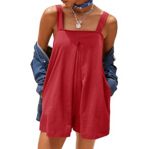 Women Summer Mini Romper Loose Draped Shift Fit Sleeveless Shorts Overalls Jumpsuit with Pockets 2025 Clothes