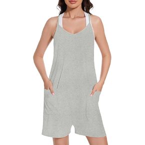 LOZ Women's Summer Casual Sleeveless Romper Jumpers Loose Spaghetti Strap Shorts Overalls Jumpsuit with Pockets 2025 Clothes