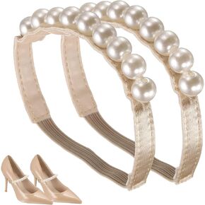 uxcell High Heels Shoe Straps, Beads Elastic Shoe Straps Heels Detachable Ankle Straps Replacement