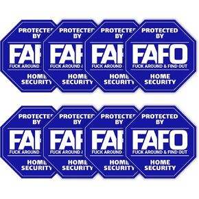 FAFO Stickers, FAFO Security Sign, 8 Pcs FAFO Security Stickers, 3" Double-Sided HD Printed Stickers Decals for Window Door