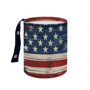 American Flag Car Trash Bin Vehicle Trash Can - Portable Reusable Waterproof Multipurpose Car Organizer Road Trip Essentials
