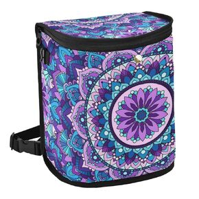 Bolaz Spill-Proof Car Trash Can | Leakproof Lining | Seat Hanging Auto Garbage Bag with Zipper Lid Hipster Mandala Purple Flower Car Organizer Storage Bag(6cr7l)