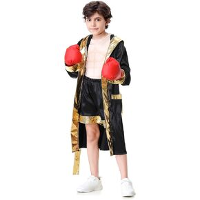 Colorful House Boxing Costume for Boys Hooded Robe with Short Jumpsuit Cosplay Boxer