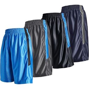 Gary Com 4 Pack Men's Basketball Shorts Gym Workout Athletic Quick Dry Shorts with Deep Pockets and Elastic Waistband