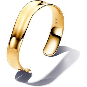 Pandora Essence Organically Shaped Broad Open Bangle - 14k Gold-Plated Bangle - Bracelet for Women - Includes Gift Box