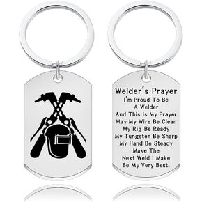 Welder's Prayer Keychain Welder Helmet Jewelry I'm Proud To Be A Welder Jewelry Welder Dog Tag Keychain Welder Gifts
