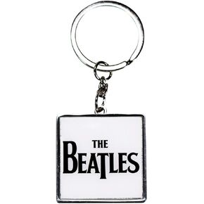 The Beatles Logo - Black/White 1.5 Inch Zinc Alloy Metal/Enamel Square Novelty Keychain
