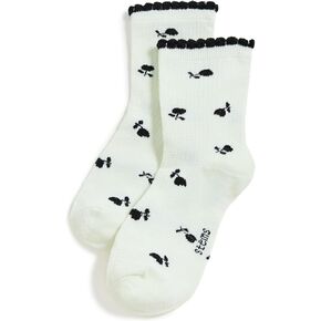 Women's Flower Ribbed Crew Socks