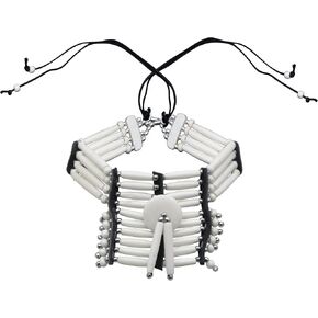 outROAR Gear Breastplate Choker Necklace Native American Indian Style, Buffalo Bone - Handmade Traditional Hairpipe Beads - Adjustable Bone Choker for Women and Men White