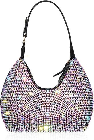 Rhinestone Handbag Black Clutch Purses for Women Evening Shoulder Diamond Bling Crystal Bag for Wedding Prom in Saudi Arabia