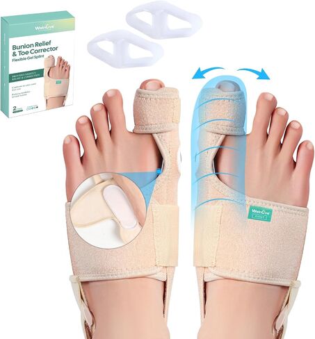 Welnove Bunion Corrector - Orthopedic Bunion Splint - Big Toe Separator Pain Relief for Women & Men - Bunion Correction Toe Straightener with Non-slip Strap, Day Night Support (2 Count) in Saudi Arabia
