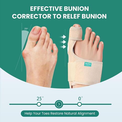 Welnove Bunion Corrector - Orthopedic Bunion Splint - Big Toe Separator Pain Relief for Women & Men - Bunion Correction Toe Straightener with Non-slip Strap, Day Night Support (2 Count) in Saudi Arabia
