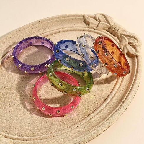 Punk Colorful Shimmer Acrylic Resin Bangle Bracelet Transparent Plastic Wristbands Wide Irregular Geometric Cuff Bangle Bracelet for Women Jewelry in Saudi Arabia