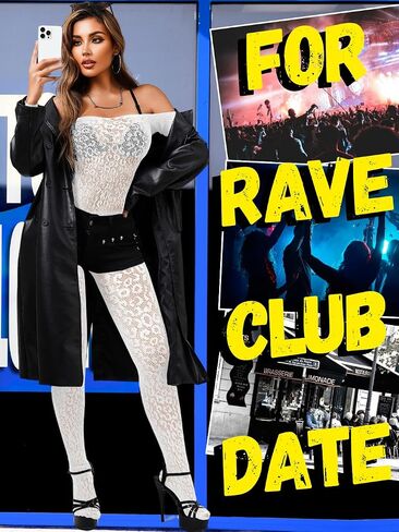 Women Off Shoulder Leopard Fishnet Bodysuit, Body Stockings Full Lace Jumpsuit, Sexy Lingerie Outfits Rave Party Club in Saudi Arabia