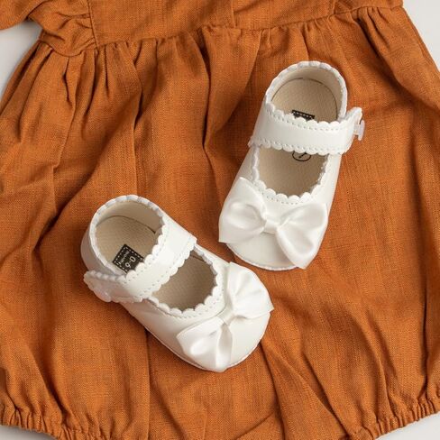 ohsofy Infant Baby Girls Mary Jane Flats Non-Slip Bowknot Princess Wedding Dress Shoes Toddler Crib Shoes in Kuwait