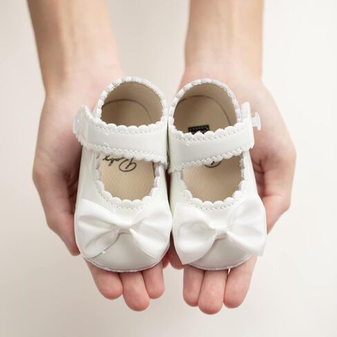 ohsofy Infant Baby Girls Mary Jane Flats Non-Slip Bowknot Princess Wedding Dress Shoes Toddler Crib Shoes in Kuwait