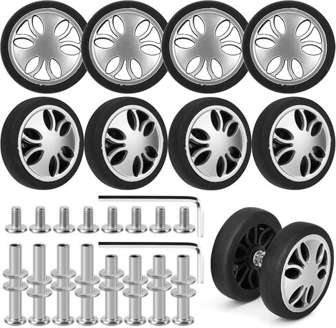 8 Pcs Luggage Wheels Replacement, 60mm/2.36in Wear-Resistant Spare Suitcase Wheels Replacement Luggage Repair Parts Kit for Double Tires, V-A4 in Saudi Arabia