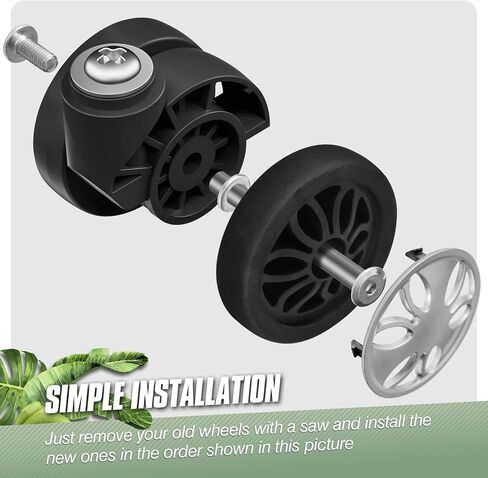 8 Pcs Luggage Wheels Replacement, 60mm/2.36in Wear-Resistant Spare Suitcase Wheels Replacement Luggage Repair Parts Kit for Double Tires, V-A4 in Saudi Arabia