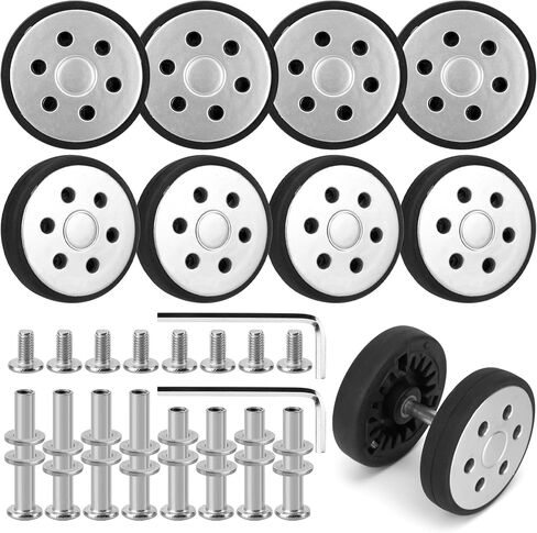 8 Pcs Luggage Wheels Replacement, 60mm/2.36in Wear-Resistant Spare Suitcase Wheels Replacement Luggage Repair Parts Kit for Double Tires, V-A4 in Saudi Arabia