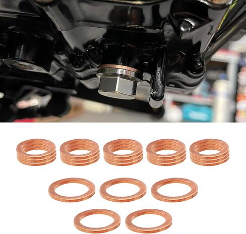 ASUBHA 10PCS Oil Drain Plug Gasket, Oil Pan Drain Plug Crush Washer, Oil Drain Plug Washer Gaskets Seals Replacement, 14mm Copper Oil Plug Gaskets Compatible with OEM PN Part 007603-014106 (10PCS) in Saudi Arabia