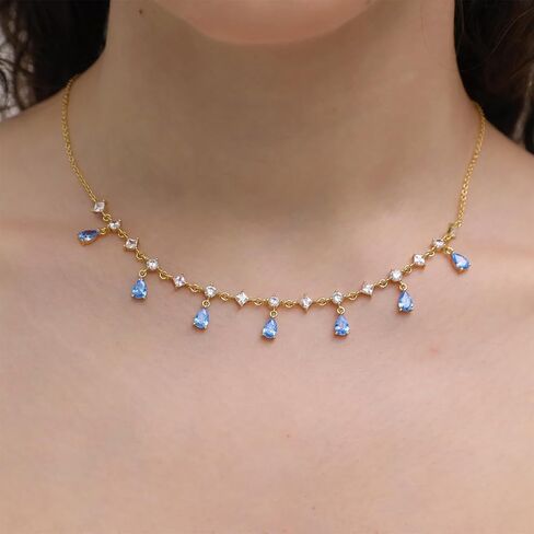 G & Gemsjew Sparkling 14k قلادة زركونيا مكعب مطلي بالذهب للنساء | هدايا المجوهرات اليومية الأنيقة للزوجة ، صديقة | عيد ميلاد ، الذكرى السنوية ، ملحقات حفلات وصيفات الشرف in Kuwait