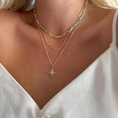 Gold/Silver Layered Necklaces for Women,Dainty 14k Gold Plated Stackable Choker Necklaces for Women,Trendy Layering Coin Chain Pendant Jewelry Set Gifts in Saudi Arabia