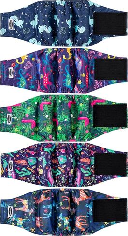 حفاضات للكلاب الذكور، أربطة لبطن الكلاب عالية الامتصاص للكلاب الذكور، لفافات ذكر للكلاب قابلة للغسل وإعادة الاستخدام (5 عبوات) in Kuwait