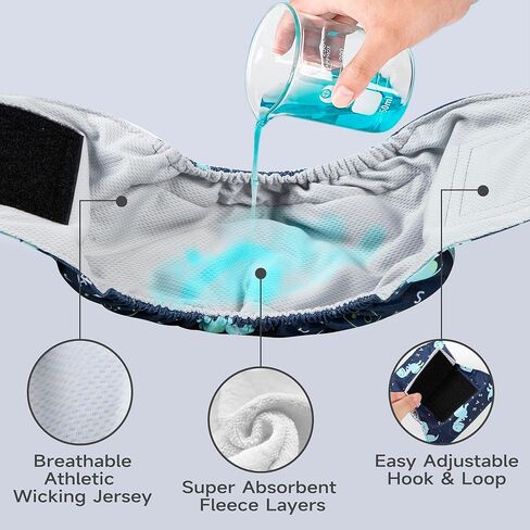 حفاضات للكلاب الذكور، أربطة لبطن الكلاب عالية الامتصاص للكلاب الذكور، لفافات ذكر للكلاب قابلة للغسل وإعادة الاستخدام (5 عبوات) in Kuwait