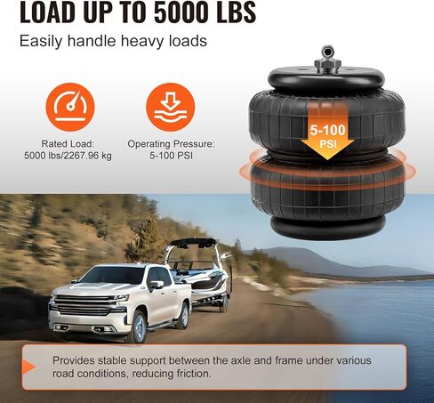 VEVOR Air Bag Suspension Kit, Air Springs Suspension Bag Kit Compatible with 2001-2010 Chevrolet Silverado 2500/3500HD and GMC Sierra 2500/3500HD 4WD RWD, 5000 lbs Loading, 5 to 100 PSI in Kuwait