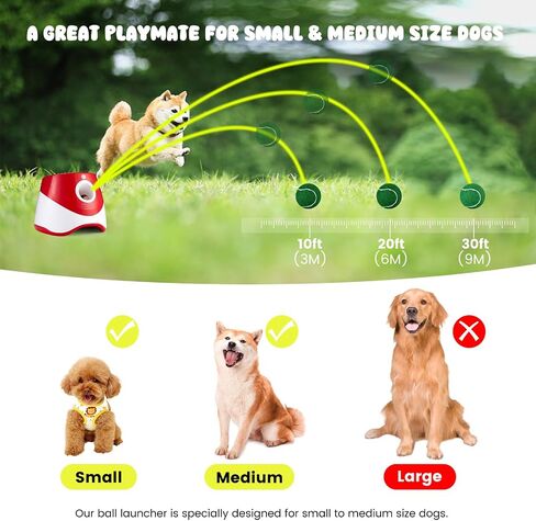 Automatic Ball Launcher for Dogs, Dog Ball Thrower Launcher with 12 Tennis Balls, Adjustable 10-30ft Tennis Ball Thrower for Dogs, Dog Fetch Machine for Small to Medium Dogs Indoor/Outdoor (Blue) in Saudi Arabia