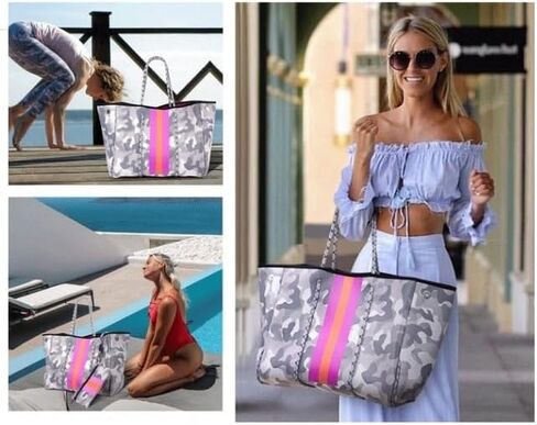 XPONNI Neoprene Large Beach Tote Bag for Women - Pool, Gym, Travel in Kuwait