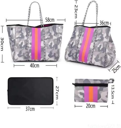 XPONNI Neoprene Large Beach Tote Bag for Women - Pool, Gym, Travel in Kuwait