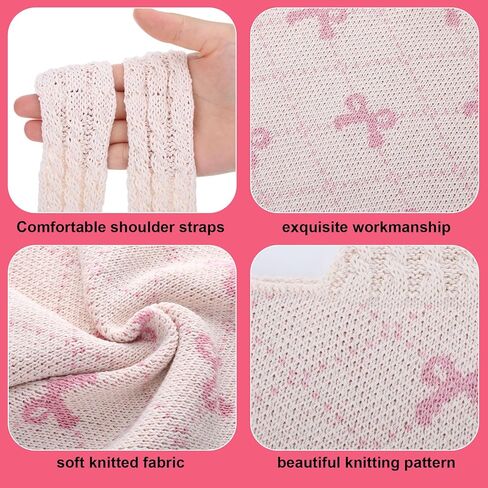 Crochet Tote Bag for Women Girl,Heart/Bow Tote Bag,Boho Aesthetic Knitted Travel Beach Shoulder Handbags for Summer in Kuwait